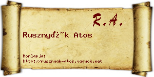 Rusznyák Atos névjegykártya